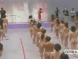Subtitled Big Nudist Group Of Japanese Women Stretching